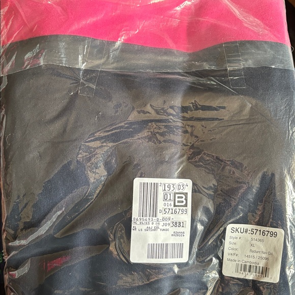 LANDSEND Wm Serious Sweats French Terry SWEATSHIRT TUNIC Radiant Navy Colorblock - Picture 3 of 3